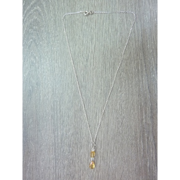 Citrine & Aquamarine Gemstone Drop Necklace - Picture 5 of 5